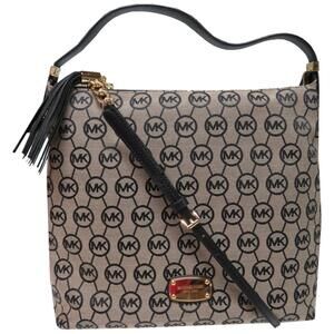 Michael Kors Bedford Large Top Zip Monogram Tote Beige / Black / Black  NWT